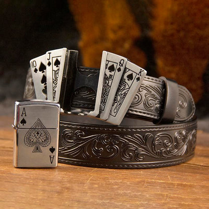 Western Poker Lighter  Buckle Belt