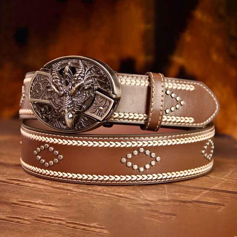 Rose Vintage-Printed Leather Belt