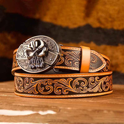 Girl and Horse Buckle Western Leather Printed Belt