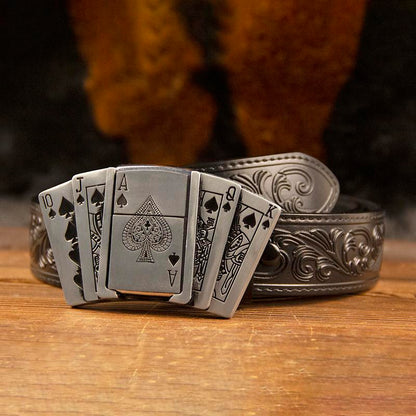 Western Poker Lighter  Buckle Belt