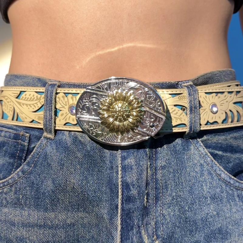 Removable Western Cowboy Golden Belt Buckle