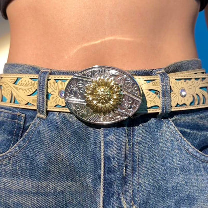 Removable Western Cowboy Golden Belt Buckle