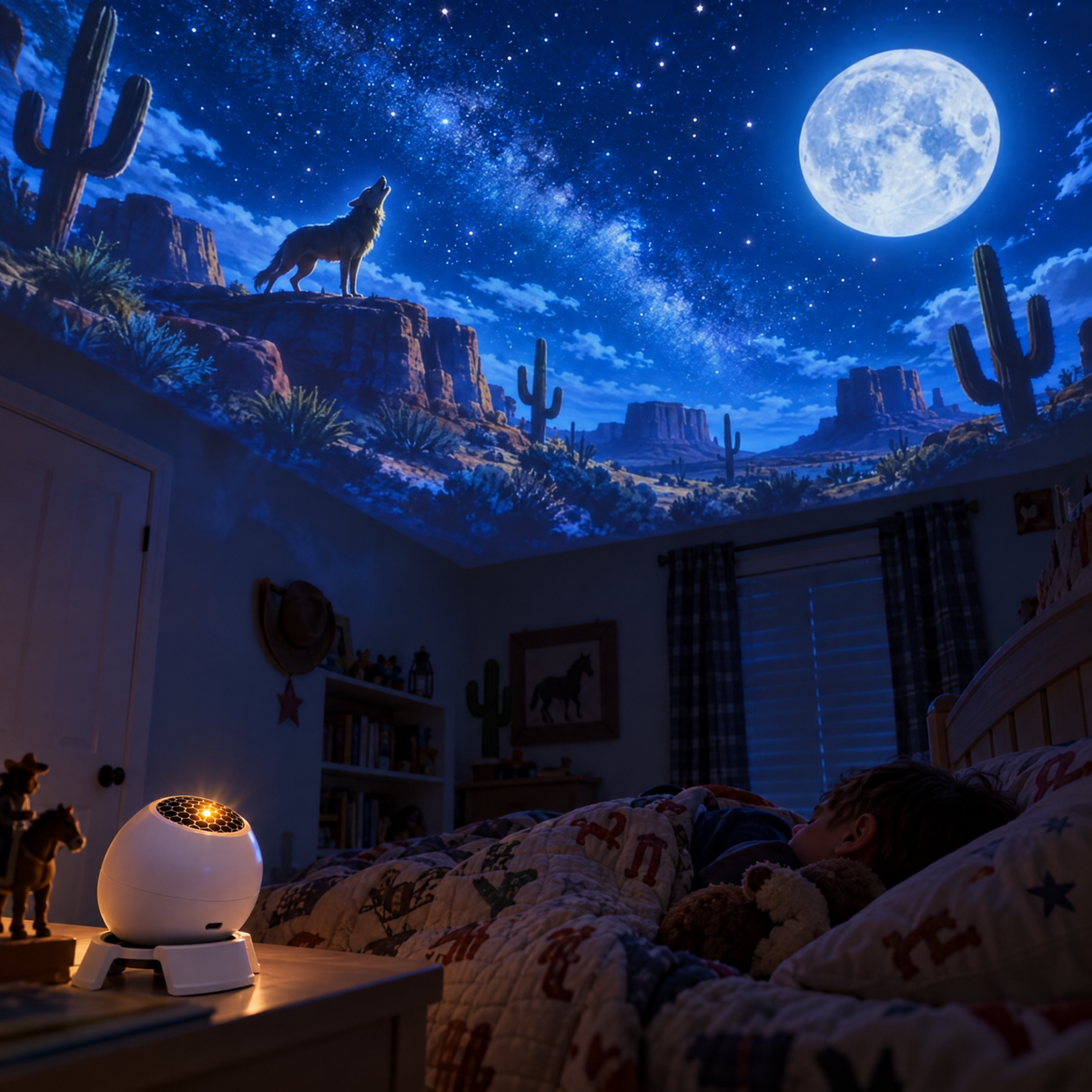Starry canyon night projection